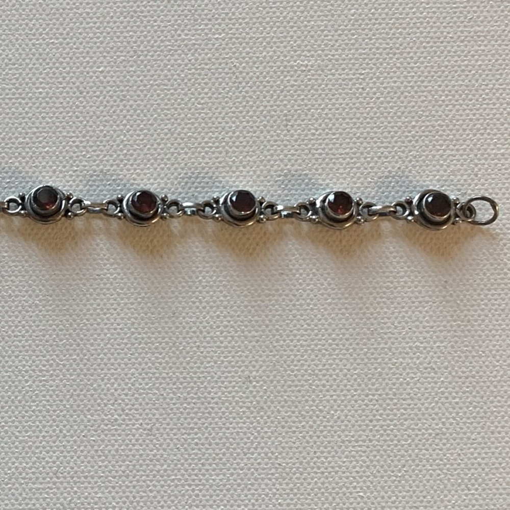 Sterling Silver and Garnet Bracelet.